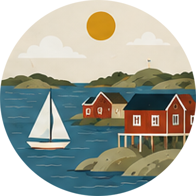 Icon of a small boat in an alcove in Sweden.