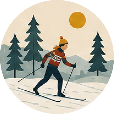 Icon of a man skiing in Sweden.