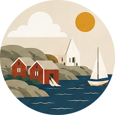 Icon of boats on a lake in Sweden.