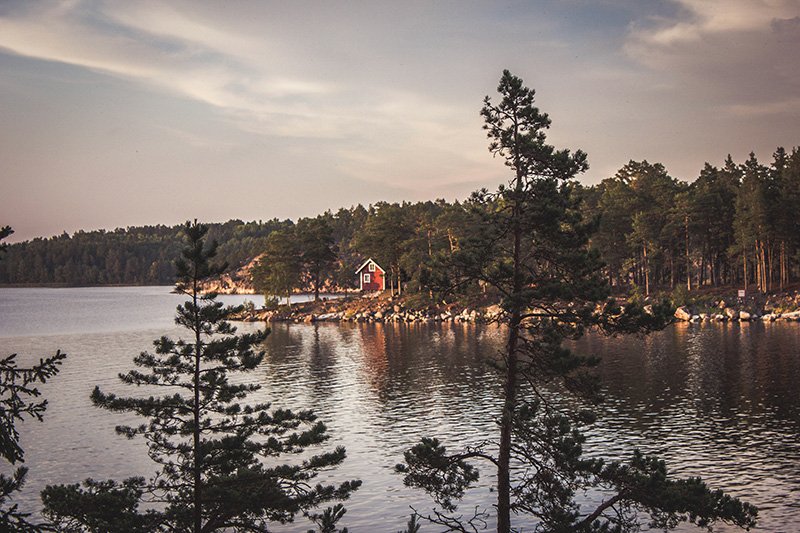 Small house next a lake in Sweden.