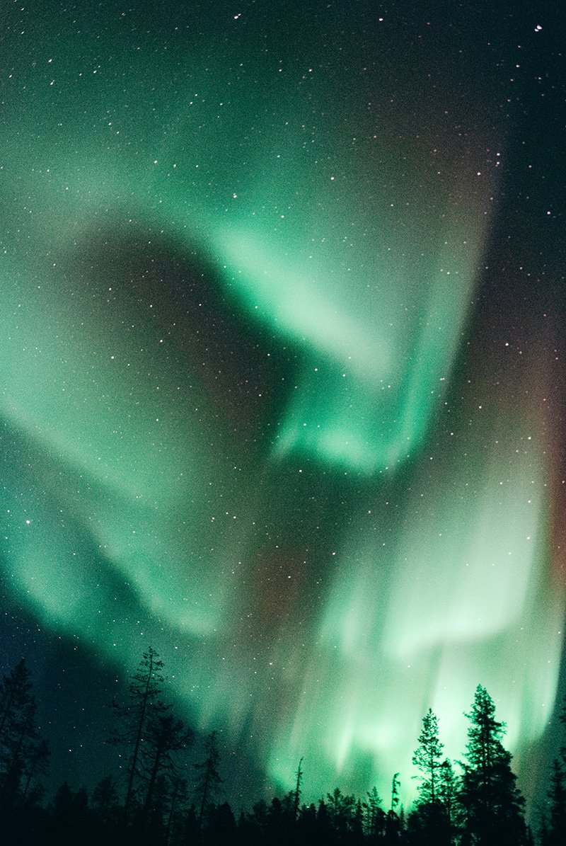 Northern lights at night.