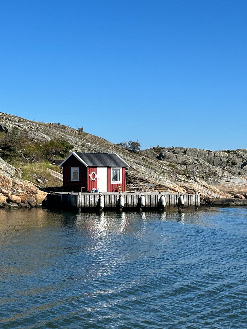 Small house on a jetty in Sweden.