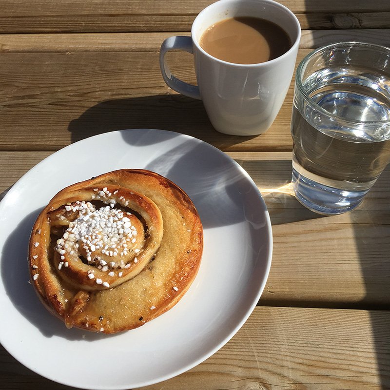 Pastry and coffee in Sweden.